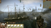 Total War: SHOGUN 2 - Fall of the Samurai - A large naval battle showing frigates and ironclads. Note the new Naval UI, with 19th century-style direct speed controls for ships.