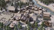 Banished: Screen zum Aufbau-Strategie Titel.