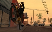 Grand Theft Auto: San Andreas - Die Hauptperson auf einem Motorrad.