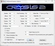 Crysis 2: Menü-Ansicht zur Crysis 2 Advanced Graphics Options Application