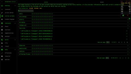 Bitburner - Screen zum Spiel Bitburner.