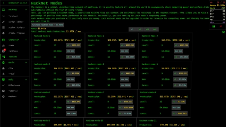 Bitburner - Screen zum Spiel Bitburner.