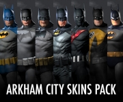 Batman: Arkham City - Alle sieben Designs aus dem Kostüm Paket.